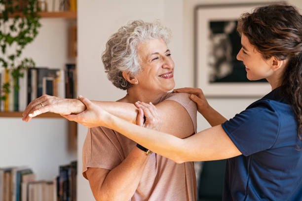 senior woman doing exercise for arthritis and joint pain